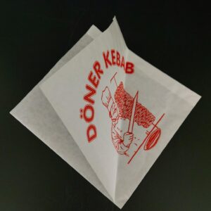 Sáček papírový na KEBAB bílý s nápisem 16x16 cm (1000 ks)