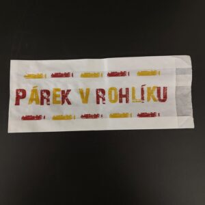 Sáček papírový na HOT DOG s potiskem 8+3x19 cm (300 ks)