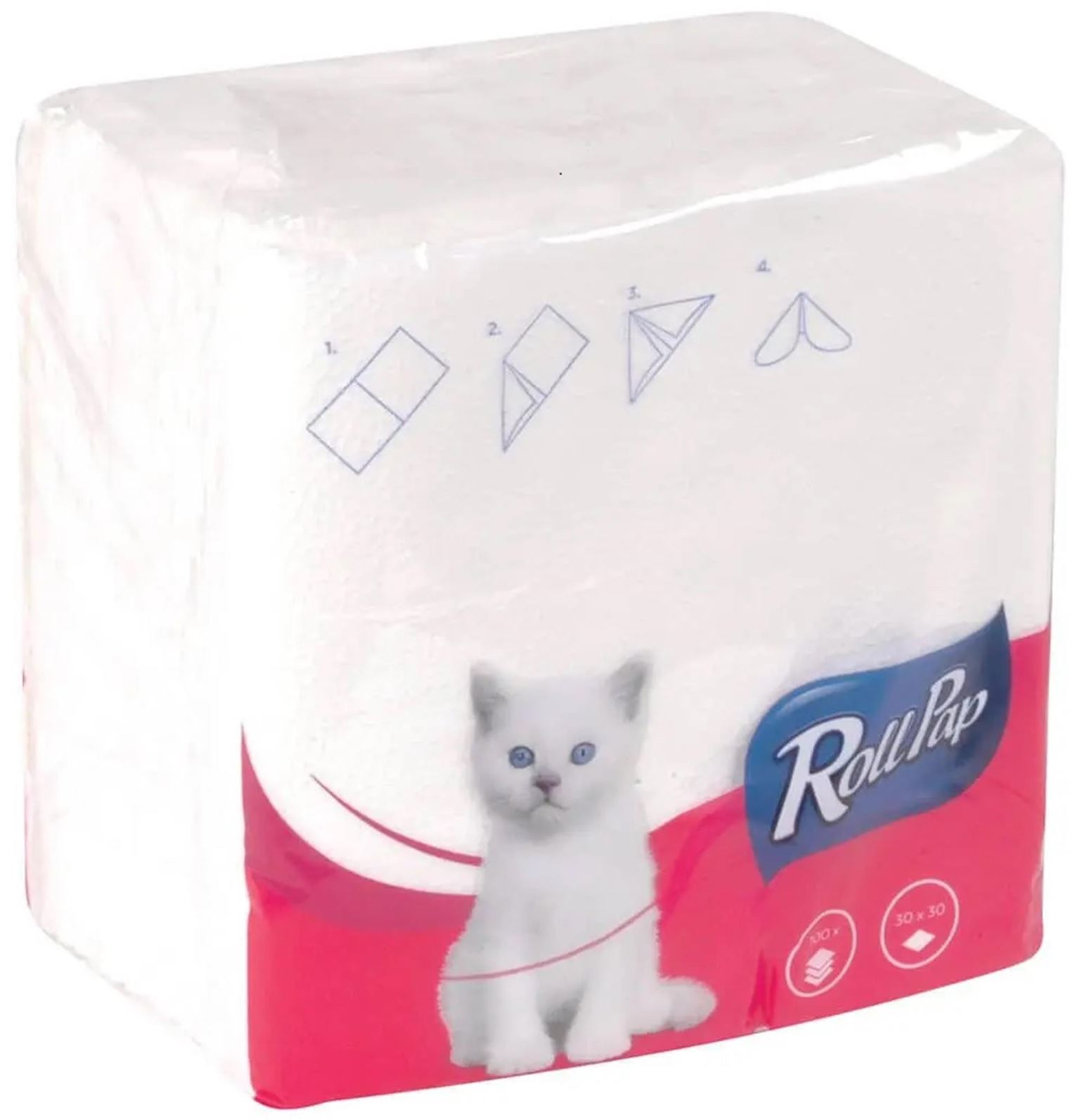 Papírové ubrousky 30x30 cm, bílé, 100% celulóza 1-vrstvé (100 ks) - Obrázek 4