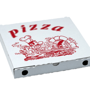 PIZZA krabice 50x50x4 cm bílá s potiskem kuchař (50 ks)