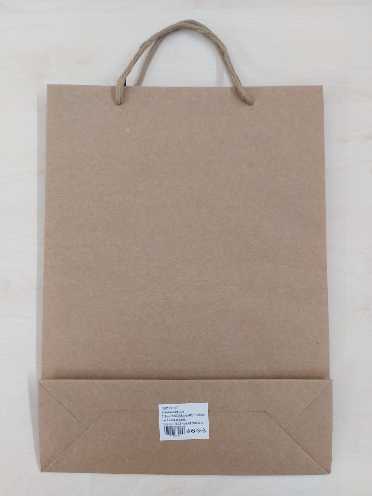 Dárková taška papírová hnědá 24x33 cm s provázkovým uchem - Obrázek 2