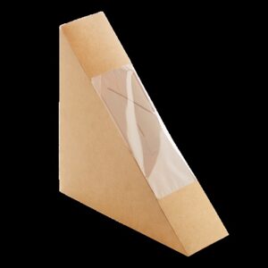 Box papírový hnědý s okénkem na sendvič 130x130x40 mm (50 ks)